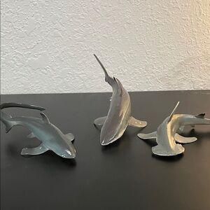 Set of Three Shark Figurines